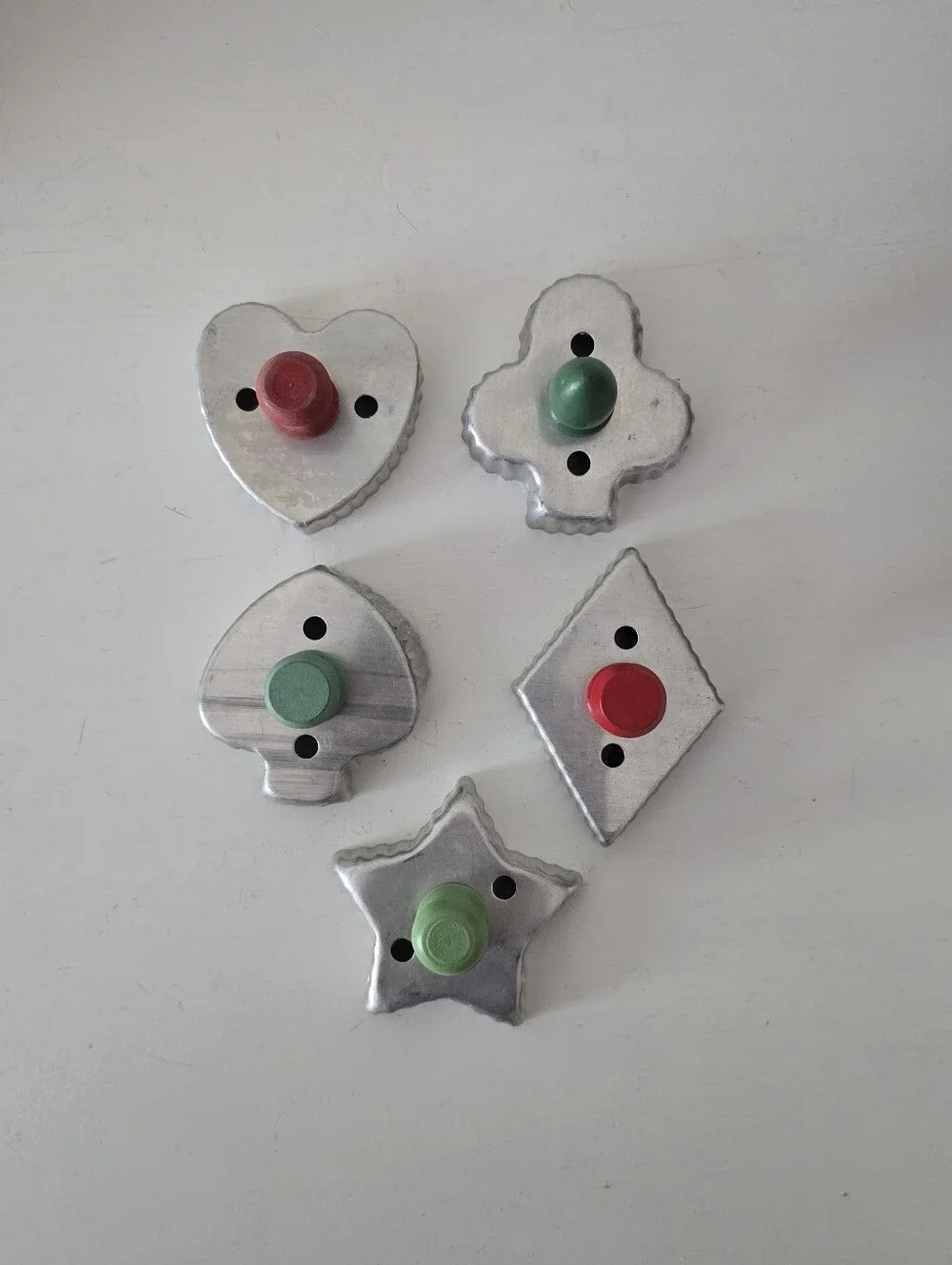 Vintage Aluminum Cookie Cutter Set with Wooden Handles Retro Baking